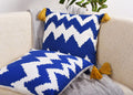 Decoghar | Blue Handmade Bohemian Embroidered Throw Pillow Covers For Living Room, Bedroom And Office | Soft Cotton Feel Fabric