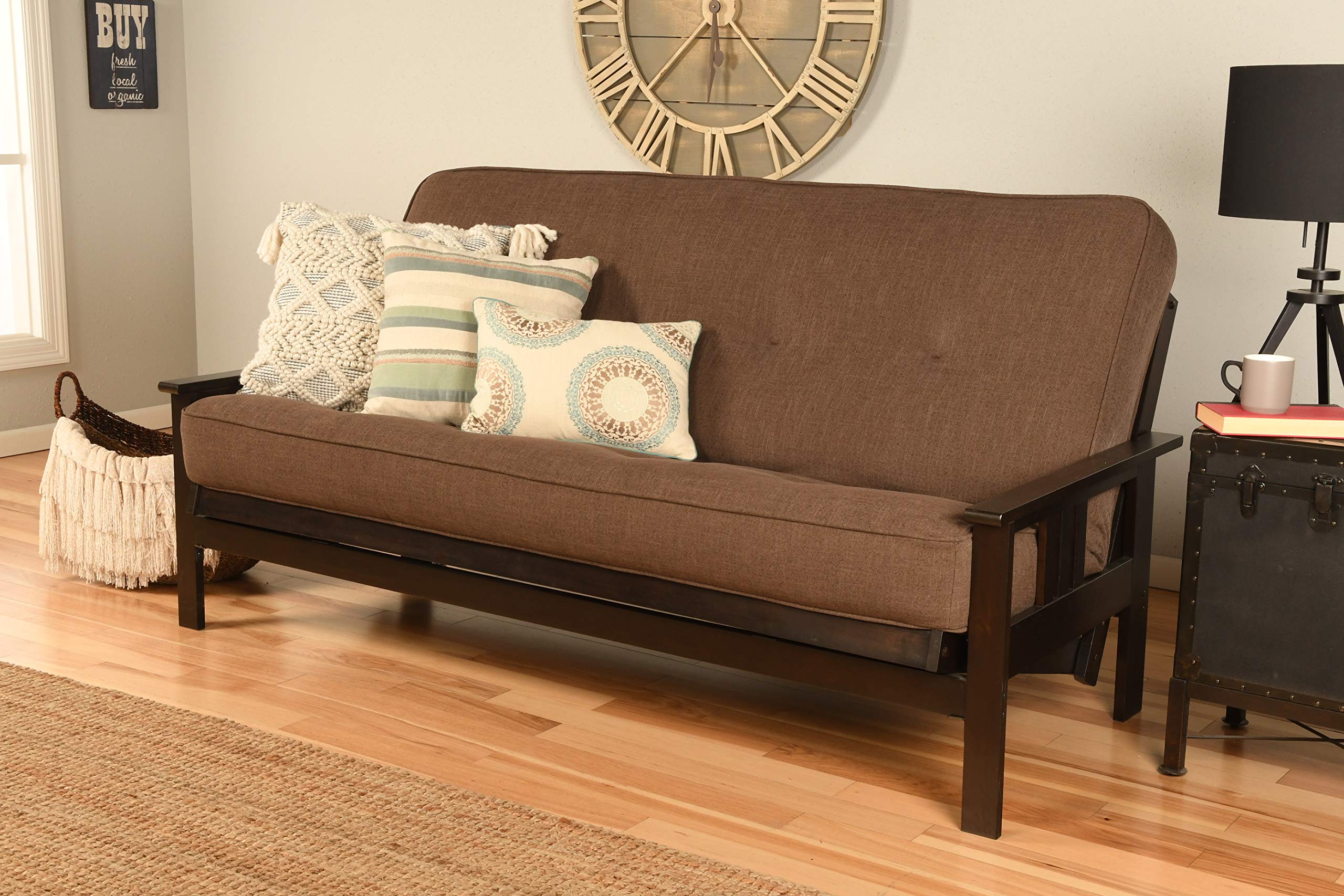 Kodiak Furniture Monterey Frame With Linen Fabric Mattress In Brown/Espresso