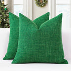 Otostar Linen Throw Pillow Covers Set Of 2 Decorative Square Pillowcases Cushion Covers 26X26 Inch For Home Decor Sofa Bedroom Car 65 X 65 Cm Green