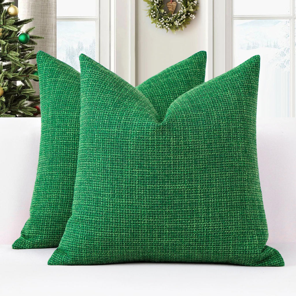 Otostar Linen Throw Pillow Covers Set Of 2 Decorative Square Pillowcases Cushion Covers 28X28 Inch For Home Decor Sofa Bedroom Car 70 X 70 Cm Green