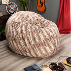 Jaxx 6 Foot Cocoon - Large Bean Bag Chair For Adults, Premium Luxe Faux Fur - Mountain Fox