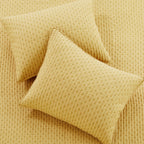 Levtex Home - Cross Stitch Ochre Quilt Set - 100% Cotton - King/Cal King Quilt (106X92In.) + 2 King Shams (36X20In.) - Reversibl