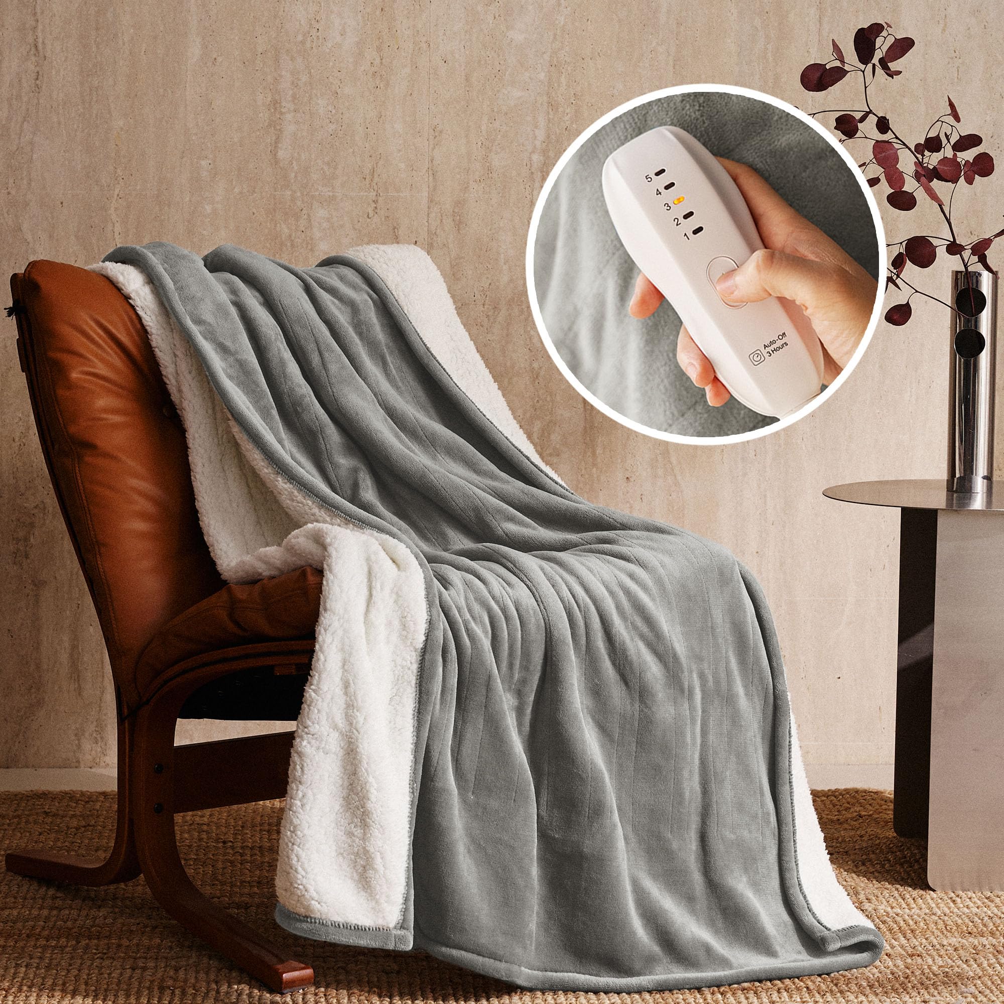 Jet'S Home Heated Blanket 50'X60' - Etl&Fcc Certified Flannel Electric Blanket Throw Machine Washable Heating Blanket With 5 H