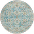 Marbella Mb5 Blue Traditional Rug Round 4' X 4'