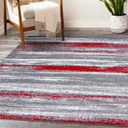 LUXE WEAVERS Modern Abstract Red 4x5 Area Rug