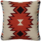 Rizzy Home | T05821 | Poly Fill Decorative Pillow | 18"x18" Neutral/Black/Orange Medallion