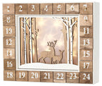 BRUBAKER Reusable Wooden Advent Calendar to Fill - White Winter Landscape with LED Lighting - DIY Christmas Calendar 13.98 x 2.3