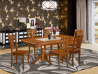 East West Furniture NAAV7-SBR-W 7 Piece Dining Room Table Set Consist of a Rectangle Kitchen Table with Butterfly Leaf and 6 Dining Chairs, 40x78 Inch, Saddle Brown