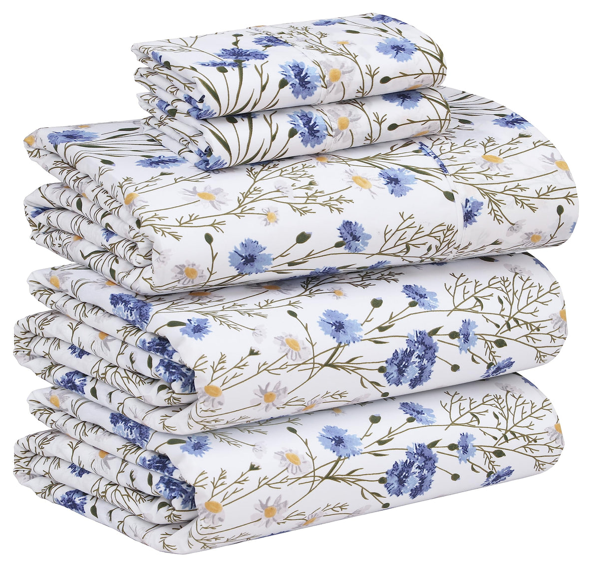 Ruvanti 100% Cotton Sheets - Crispy Cooling Percale Sheets For Split King Size Bed, Breathable & Durable Split King Sheet Set Fo