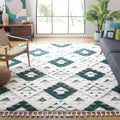 SAFAVIEH Moroccan Tassel Shag Collection Area Rug - 11 x 15, Green & Ivory, Moroccan Design, Ideal for High Traffic Areas in L