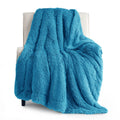 Bedsure Soft Fuzzy Faux Fur Bright Blue Throw Blanket - Cozy, Fluffy, Plush Sherpa Fleece Yellow Blanket, Furry, Shaggy Blanket