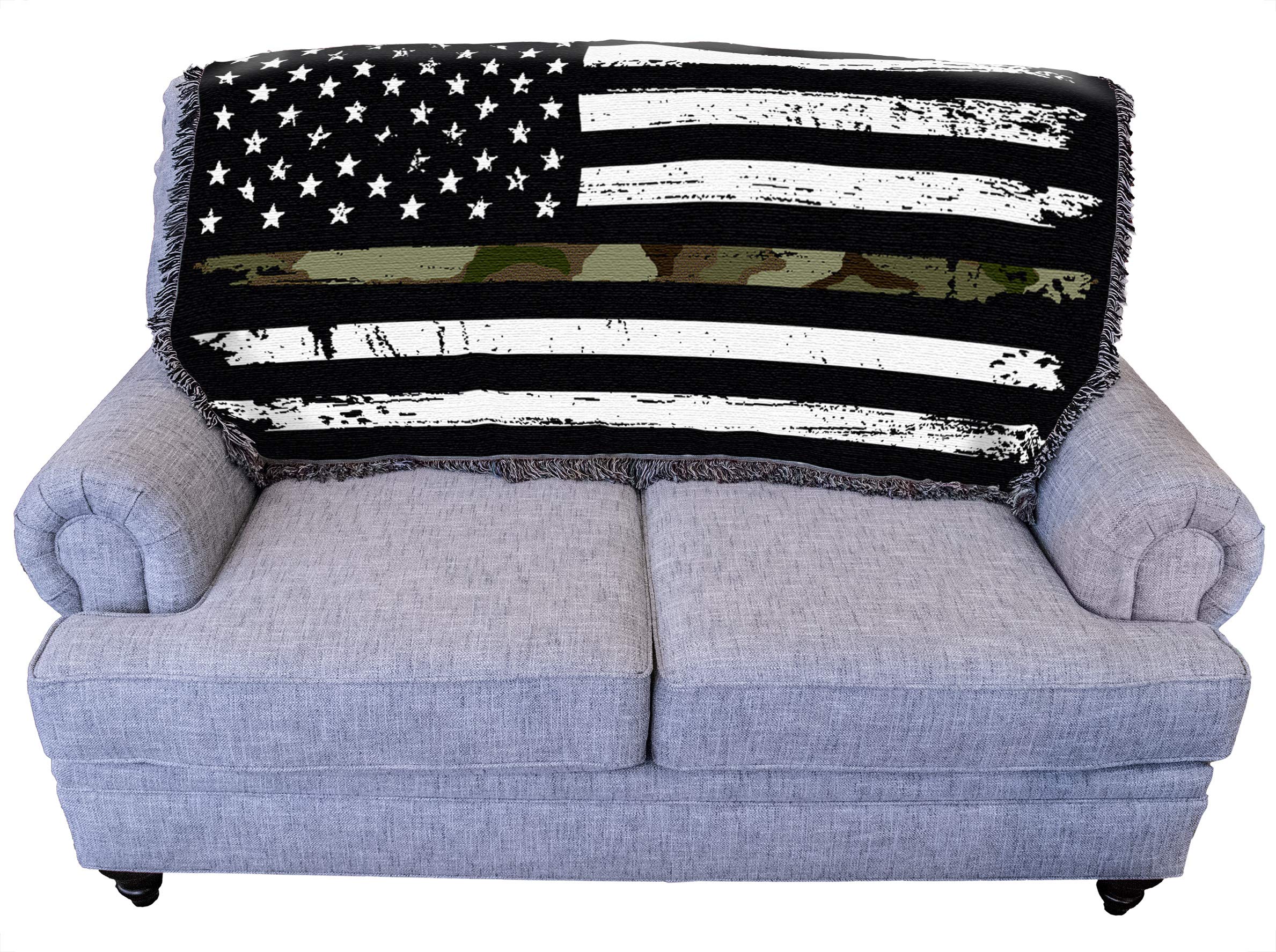 Pure Country Weavers Us Army - Camo Line American Flag Blanket - Gift Military Tapestry Throw For Back Of Couch Or Sofa - Woven