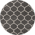 Unique Loom Trellis Frieze Collection Area Rug - Rounded (7 Round, Dark Gray/ Ivory)
