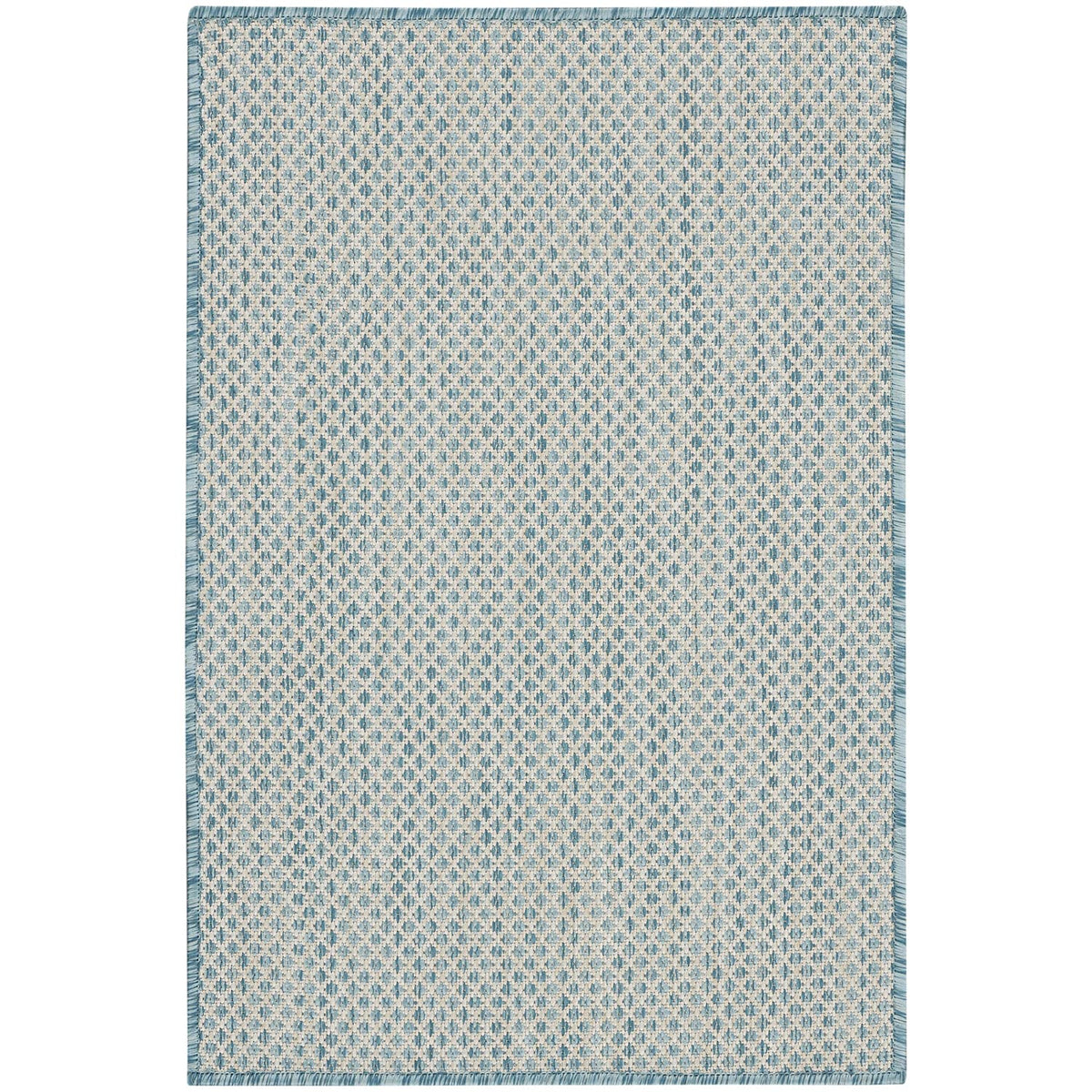 Nourison Courtyard Modern Ivory Aqua 2' X 3' Area Rug, Easy Cleaning, Non Shedding, Bed Room, Living Room, Dining Room, Kitchen