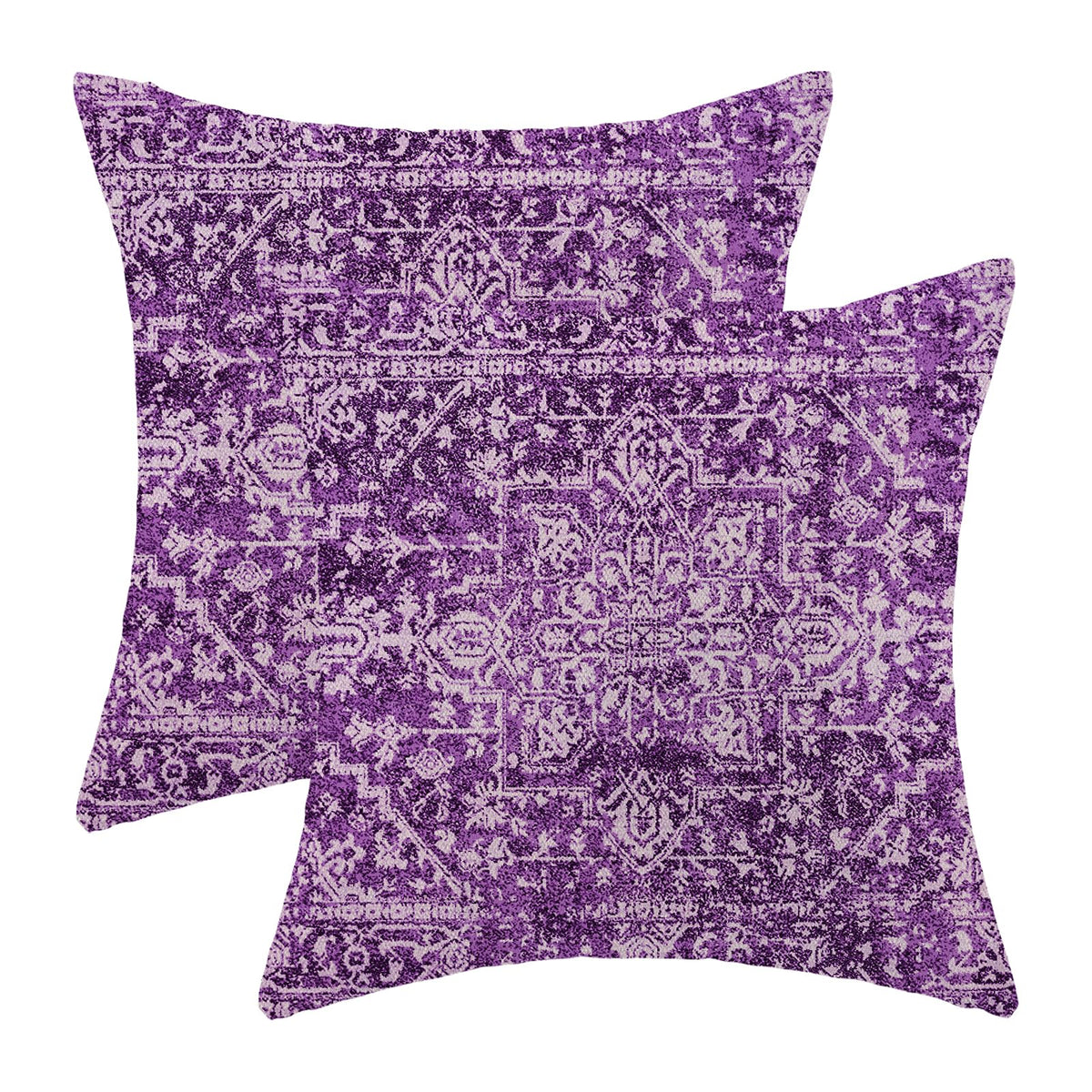 Gohdiwh Boho Pillow Covers 18X18 Set Of 2, Purple Carpet Pattern Decorative Throw Pillows Linen Ethnic Design Farmhouse Cushion
