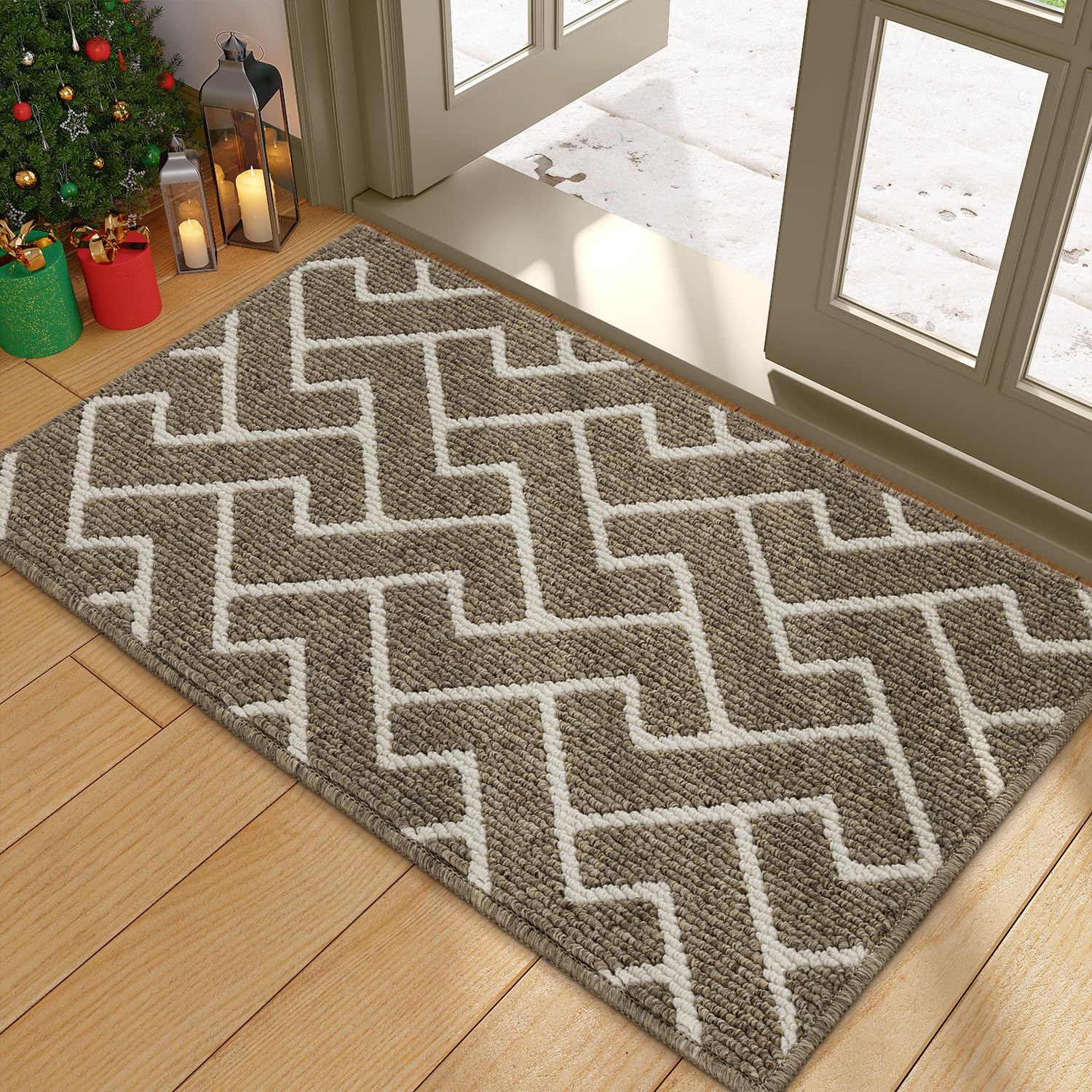 Hicorfe Door Mat Indoor Doormat, 24'X35' Front Back Door Rubber Backing, Low-Profile Entrance Rugs, Absorbent Resist Dirt Door