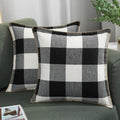 Decoruhome Fall Buffalo Plaid Check Throw Pillow Covers 22X22 Set Of 2, Outdoor Decorative Farmhouse Pillow Covers With Stitched