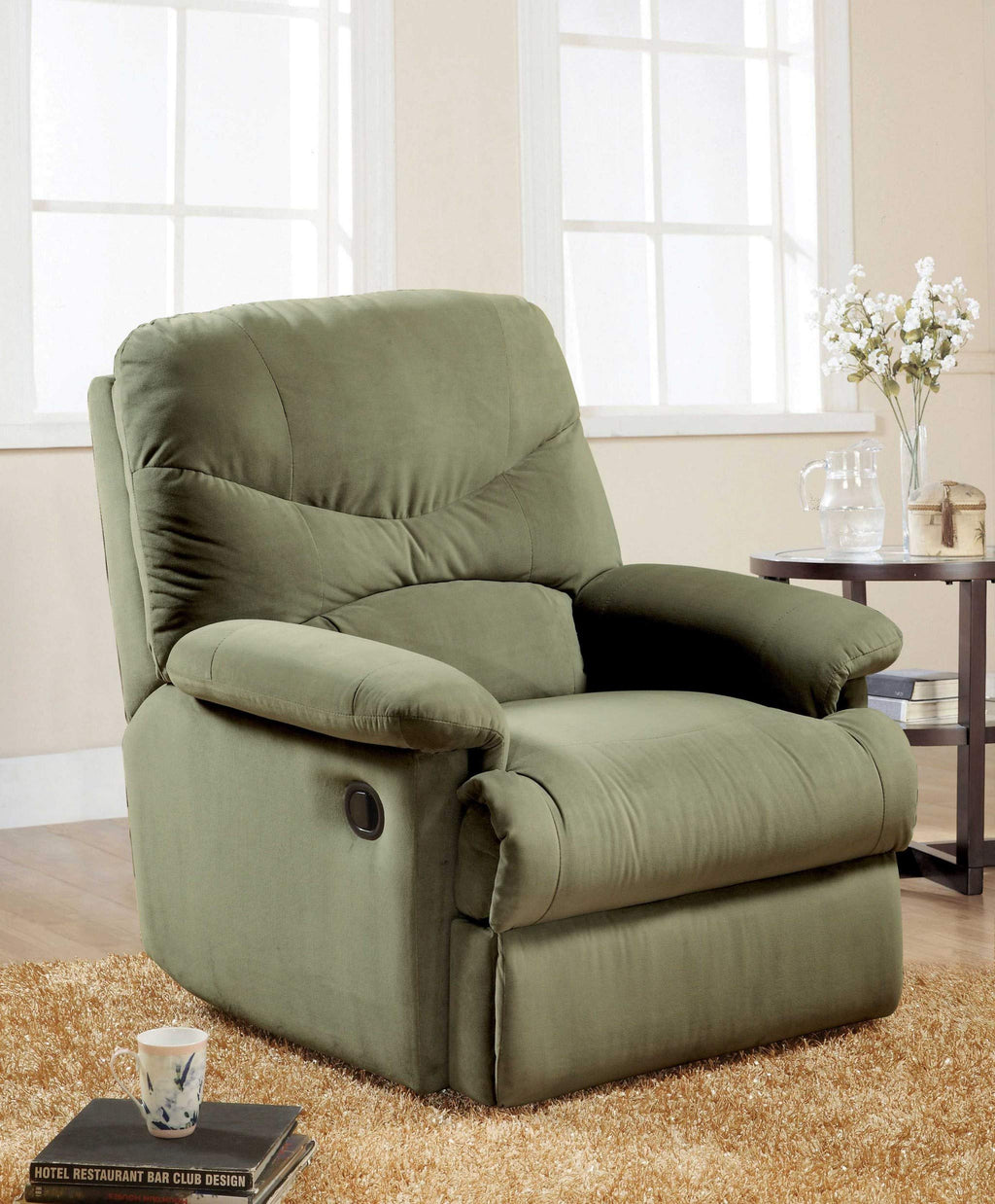 HomeRoots 35" X 35" X 40" Sage Microfiber Recliner (Motion)