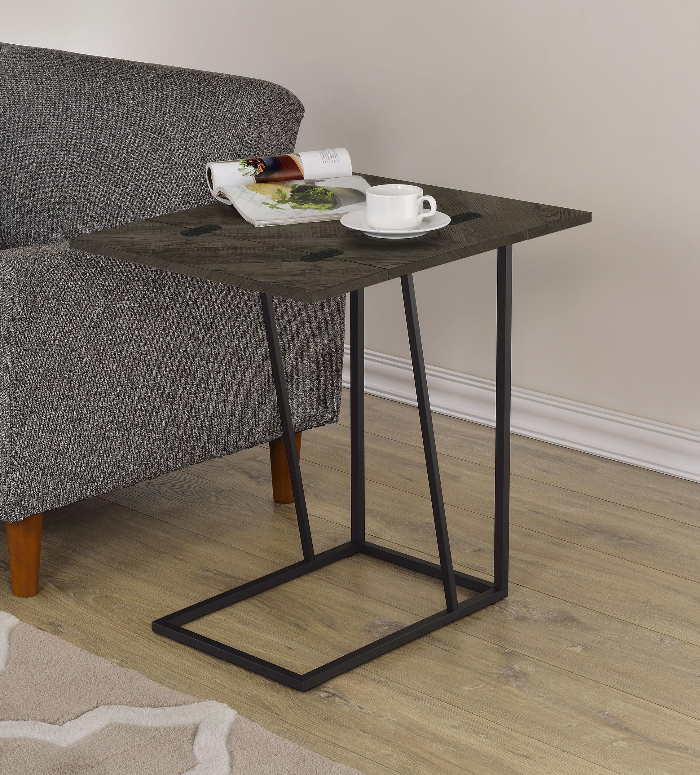 Coaster Home Furnishings Carly Expandable Engineered Wood C-Shaped Side Table Grey