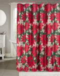 Serafina Home Holiday Christmas Shower Curtain for Bathroom: Elegant Fabric Holiday Flower Poinsettia with Jasmine Ornamental De