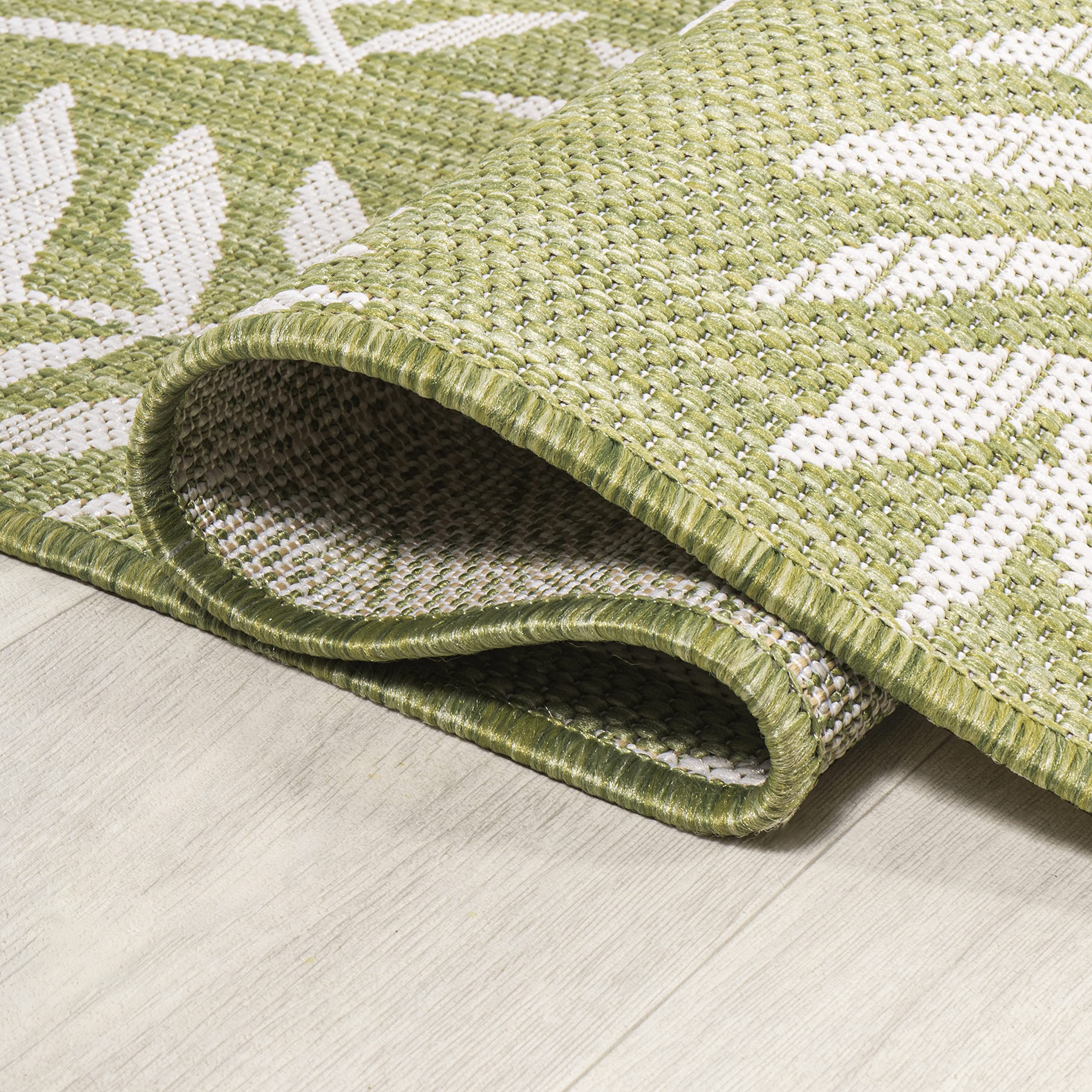 Jonathan Y Smb119D-8 Nevis Palm Frond Indoor Outdoor Area Rug, Coastal, Casual, Country Easy Cleaning,Bedroom,Kitchen,Backyard,Patio,Non Shedding, Green/Cream, 8 X 10