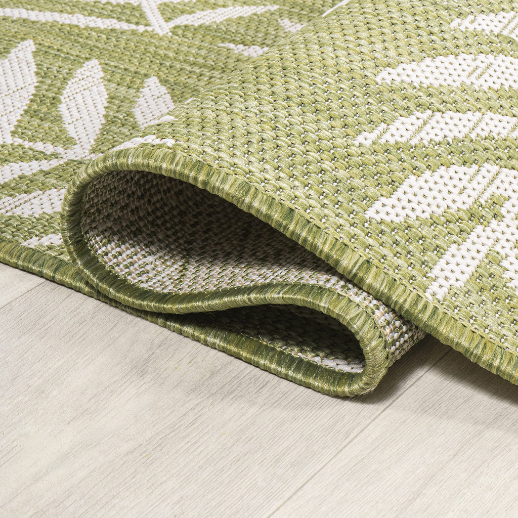 Jonathan Y Smb119D-5Sq Nevis Palm Frond Indoor Outdoor Area-Rug, Coastal Casual Country Easy-Cleaning,Bedroom,Kitchen,Backyard,Patio,Non Shedding 5' Square, Green/Cream