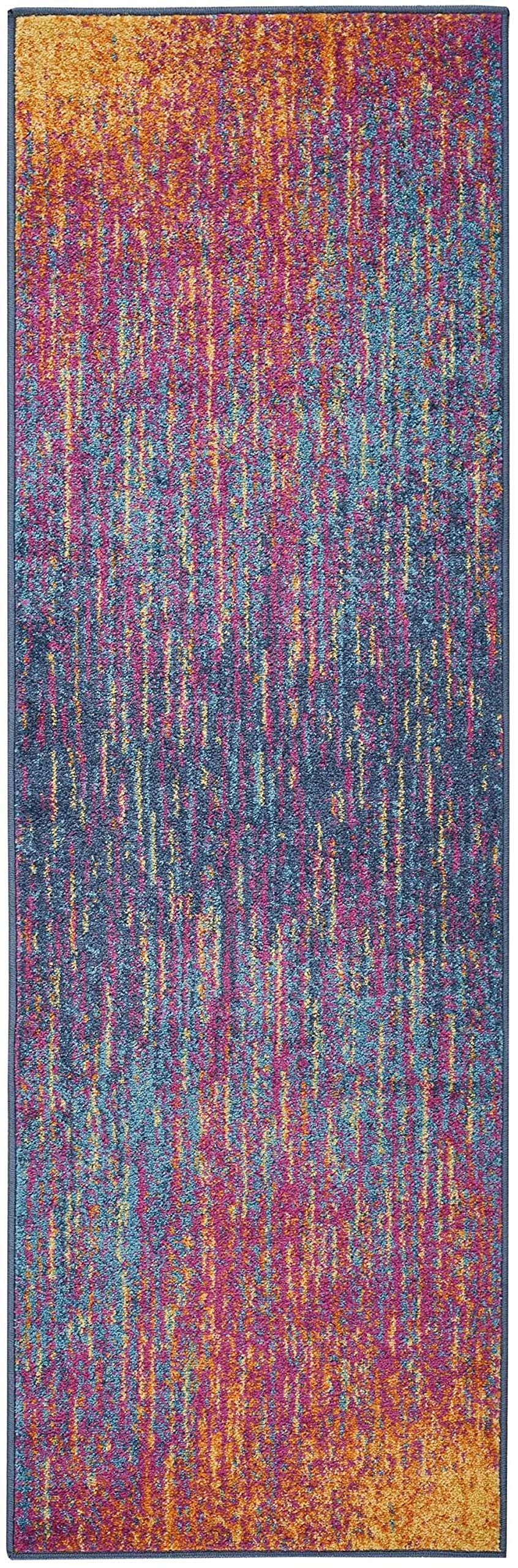 HomeRoots Multicolor 100% Polypropylene 2’ x 6’ Rainbow Abstract Striations Runner Rug