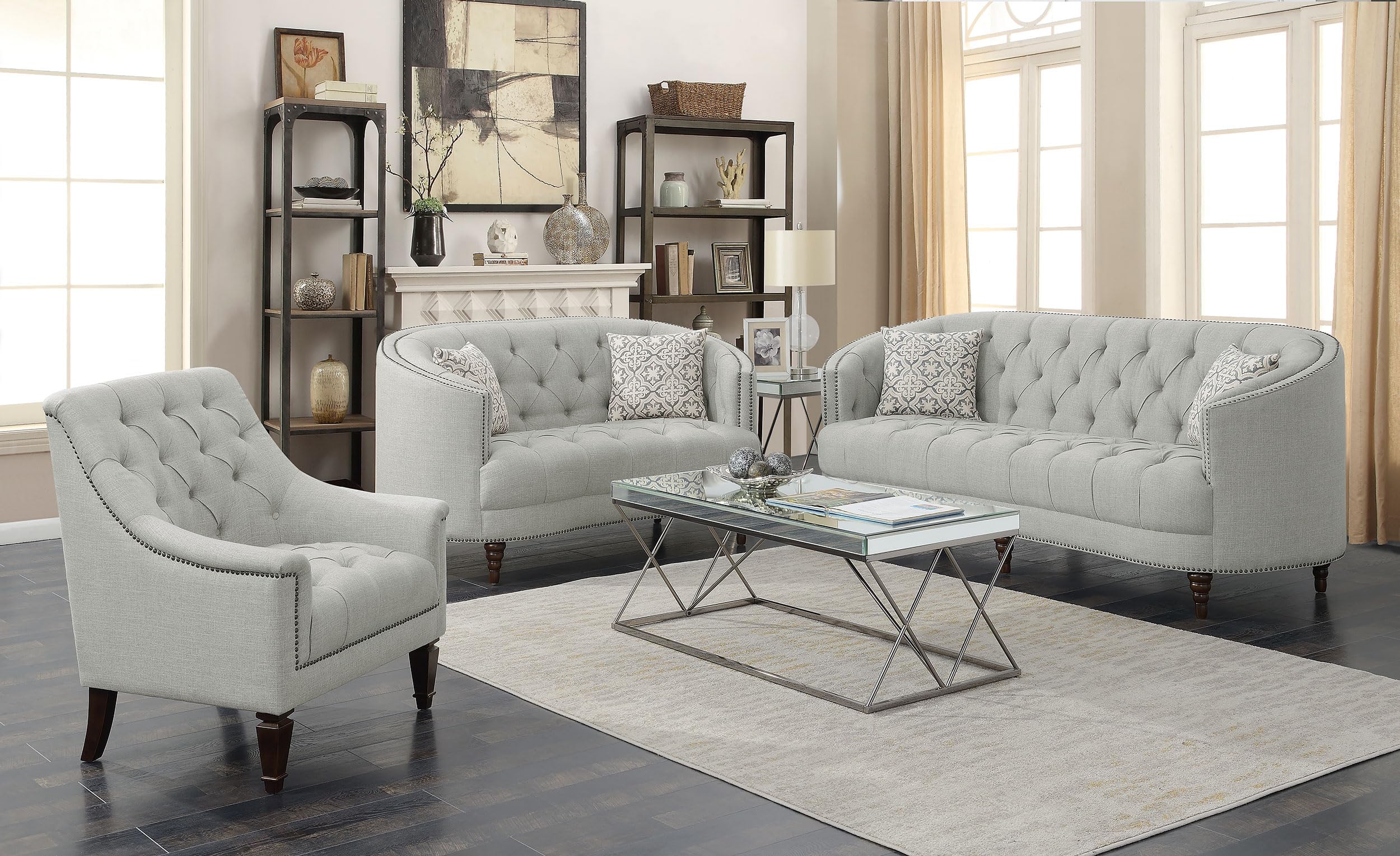 Coaster Avonlea 3-Piece Sofa Set, Grey