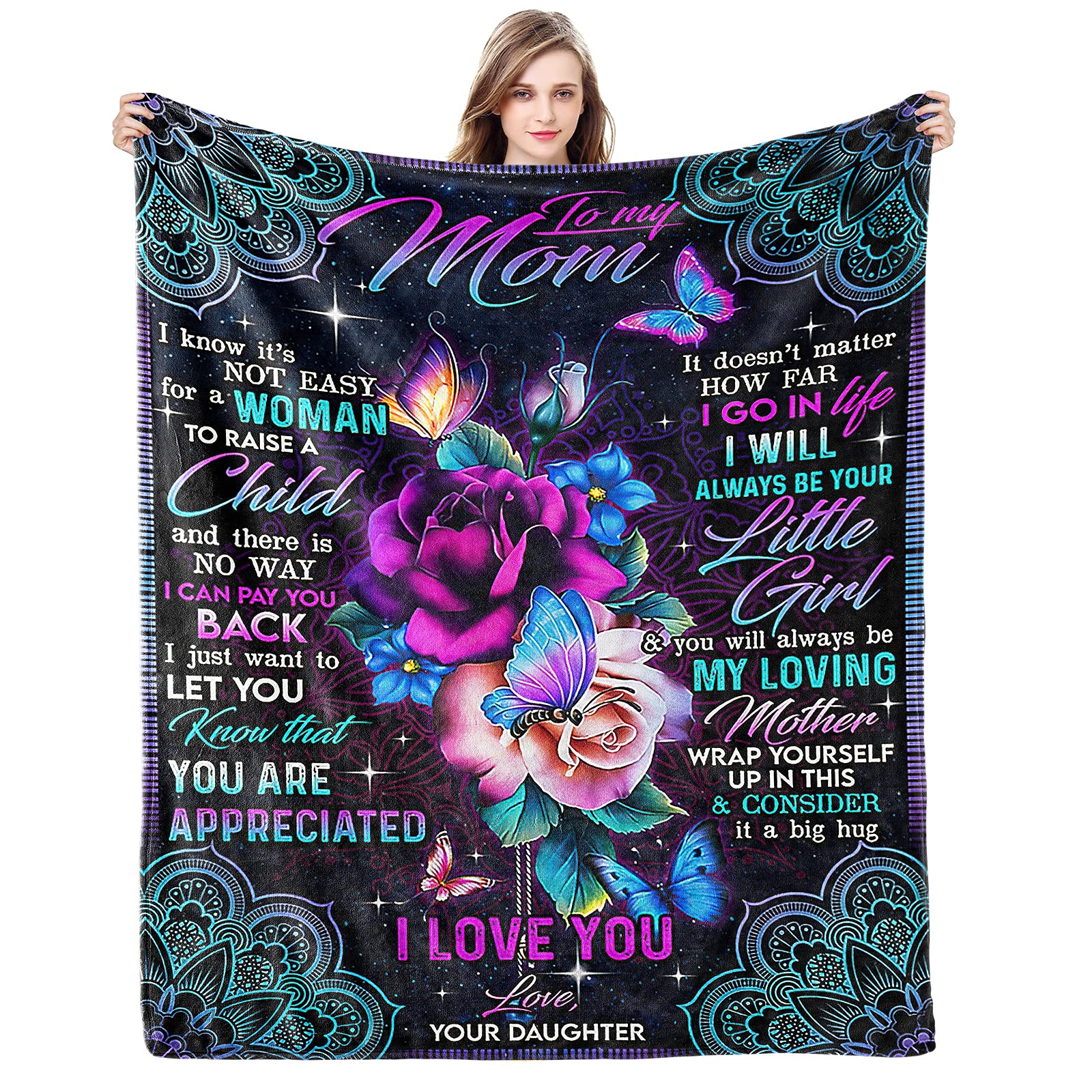 Gifts For Mom From Daughter Blanket, Gifts For Mom,Birthday Gifts For Mom,Great Mother Gifts,Mom Birthday Gifts From Daughter,Gi