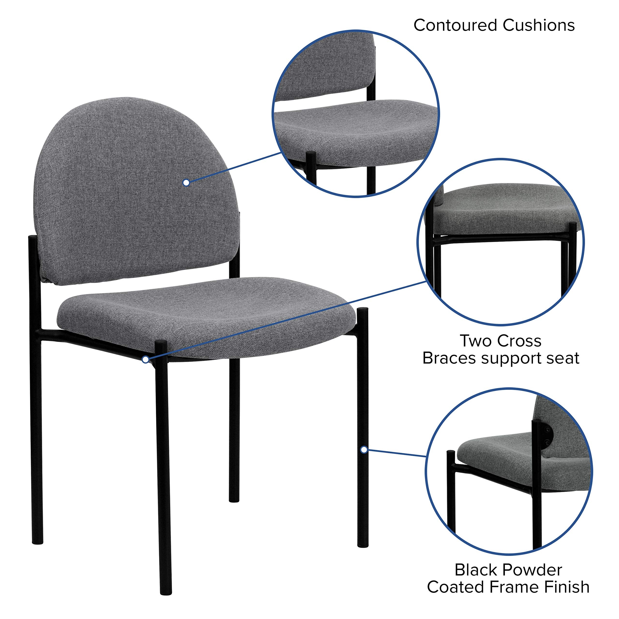 Flash Furniture Tania Comfort Gray Fabric Stackable Steel Side Reception Chair