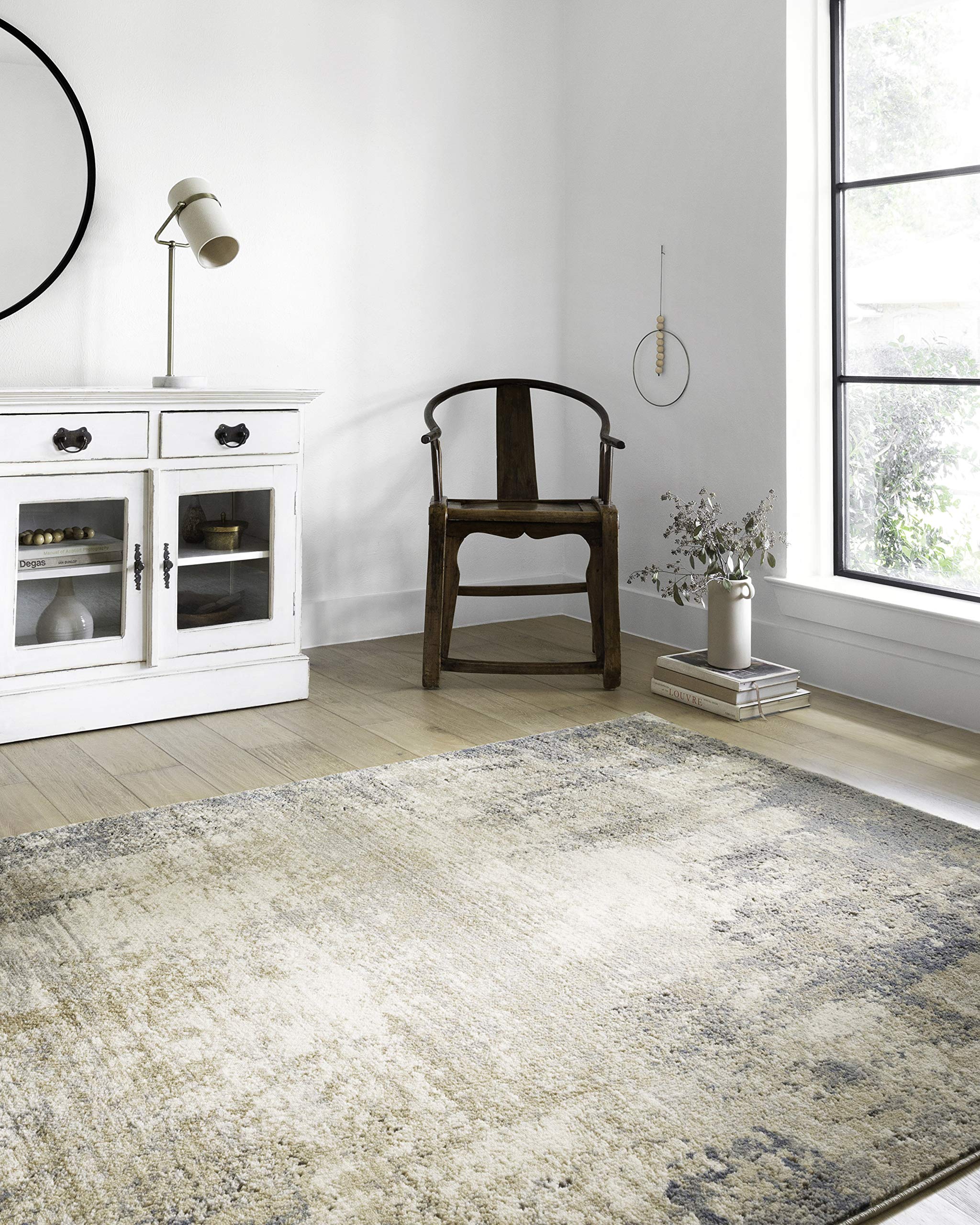 Loloi Teagan Collection 2-8 x 4 Accent Rug in Ivory/Mist - Large Area Rug, Soft Neutral Rug, High-Traffic Area Rug for Living 
