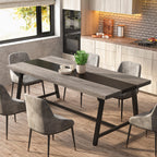 Tribesigns Dining Table For 8 People, 70.87-Inch Rectangular Wood Kitchen Table With Strong Metal Frame, Industrial Large Long Dining Room Table For Big Family (Gray, No Chair)