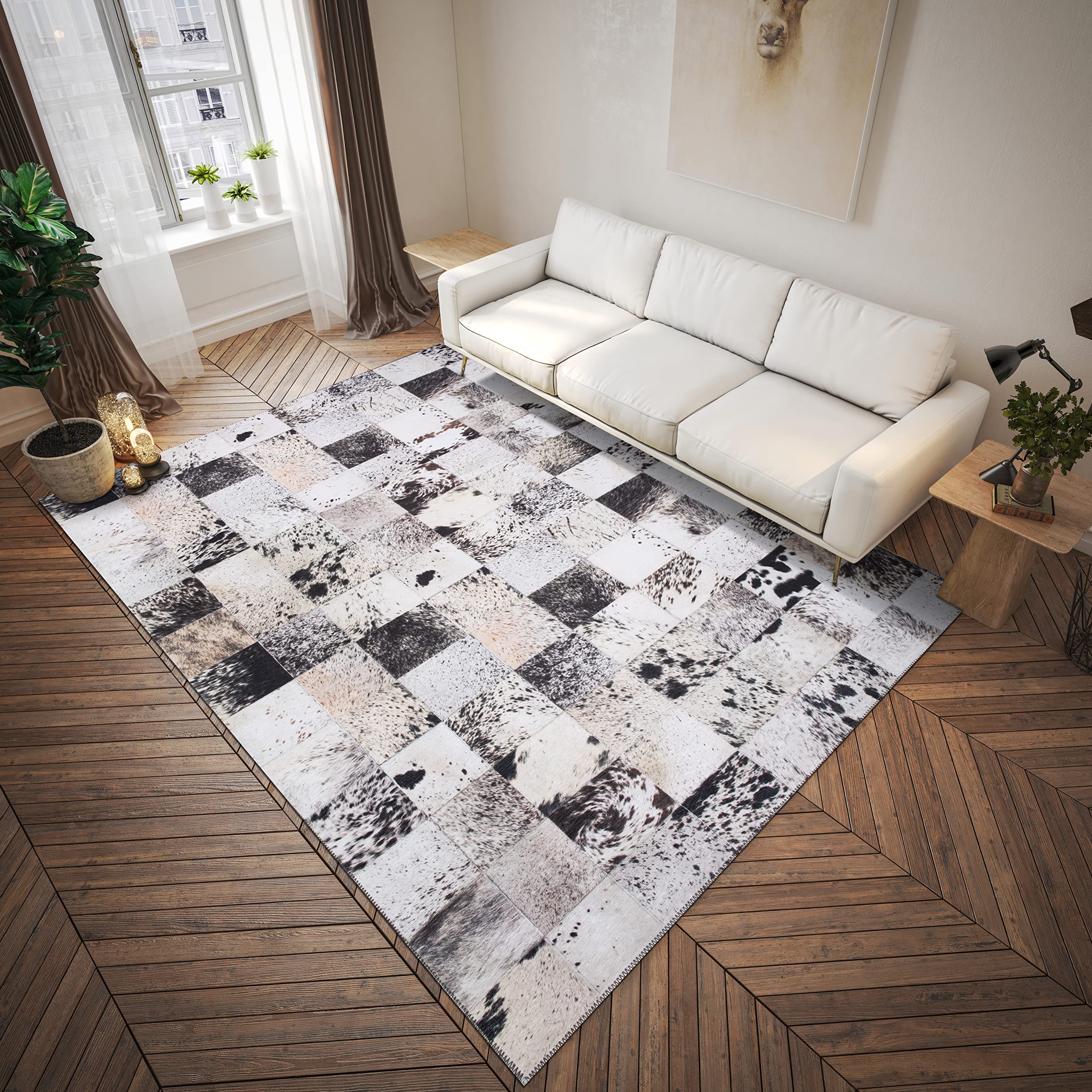 Dalyn Rugs Stetson Patchwork Faux Cowhide Ss10 Marble 5' X 7'6&quot;