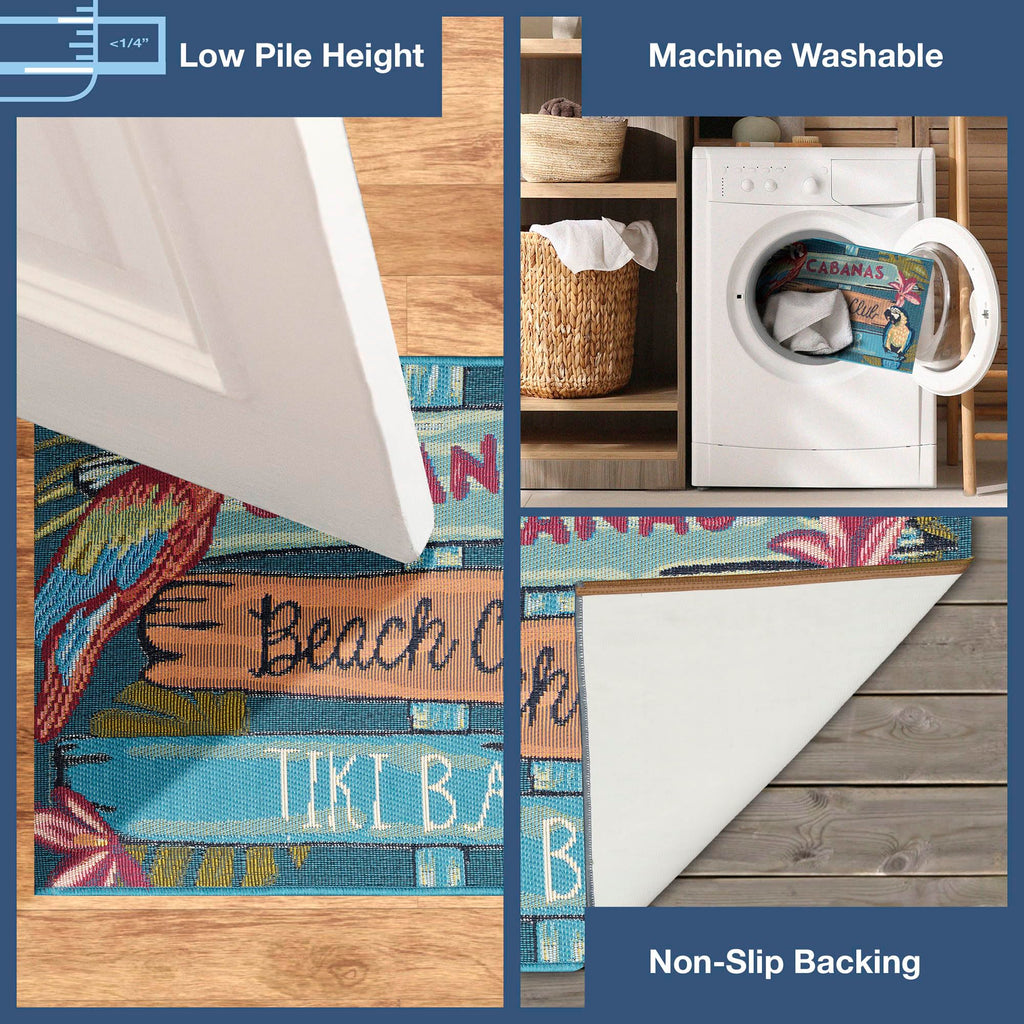 Liora Manne Esencia Indoor/Outdoor Power Loomed Latex Back Non Slip Mat - Transitional Whimsical Beach Colorful (Summer Signs Multi) (2' X 2'10')