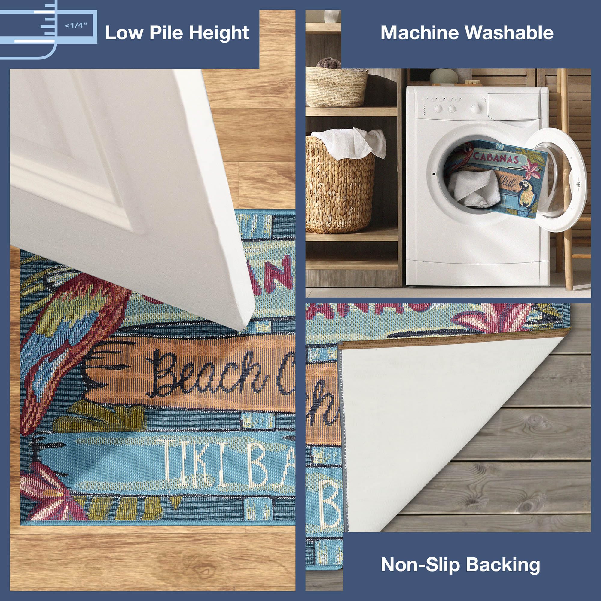 Liora Manne Esencia Indoor/Outdoor Power Loomed Latex Back Non Slip Mat - Transitional Whimsical Beach Colorful (Summer Signs Multi) (2' X 2'10')
