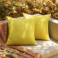 Anroduo Pack Of 2 Yellow Outdoor Pillow Covers For Patio Furniture Decorative Farmhouse Linen Cushion Sham Outdoor Waterproof Ou