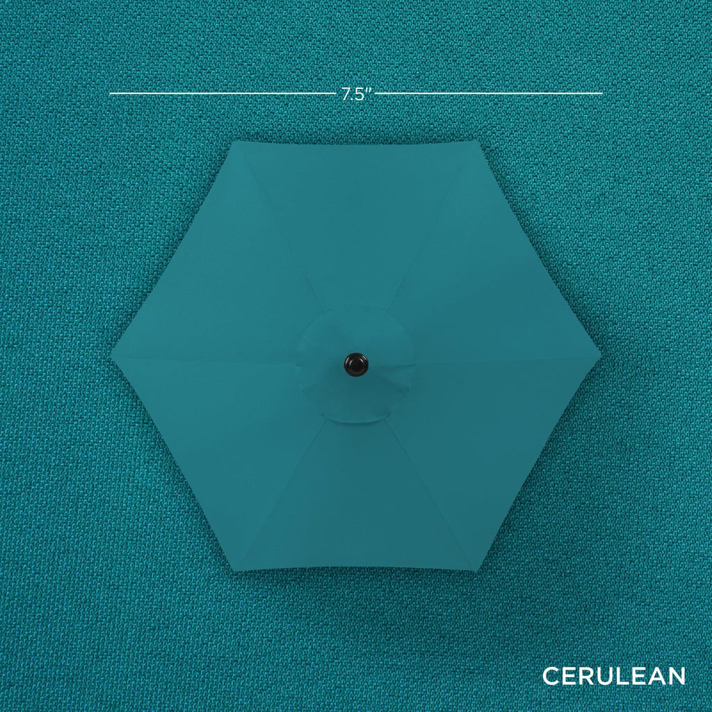 Best Choice Products 7.5Ft Heavy-Duty Round Outdoor Market Table Patio Umbrella W/Steel Pole, Push Button Tilt, Easy Crank Lift - Cerulean