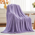 Newcosplay Super Soft Throw Blanket Lavender Premium Silky Flannel Fleece 3D Waffle Checkered Lightweight Bed Blanket All Season