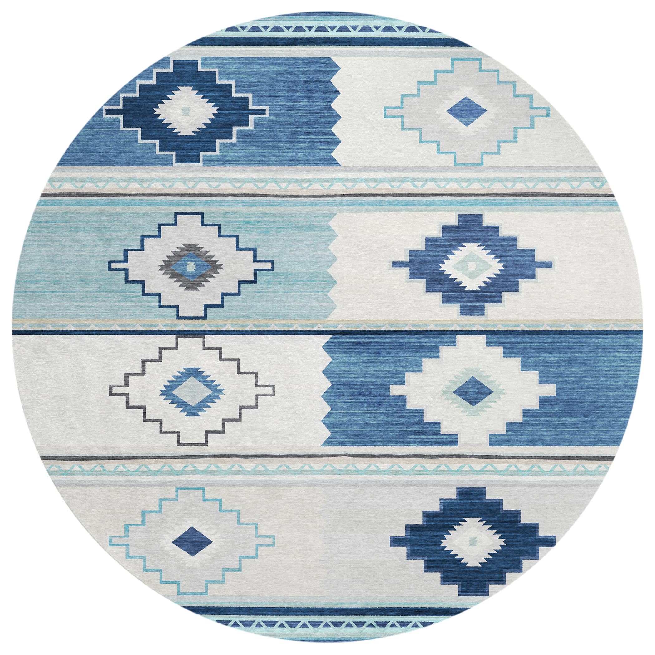 Addison Rugs Sonora Aso31 Ivory 8' X 8' Indoor Outdoor Round Rug, Easy Clean, Machine Washable, Non Shedding, Bedroom, Living Room, Dining Room, Kitchen, Patio Rug