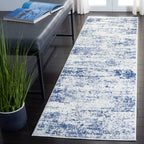Safavieh Amelia Collection Runner Rug - 2'2'' x 22', Ivory & Navy, Modern Abstract Design, Non-Shedding & Easy Care, Ideal for H