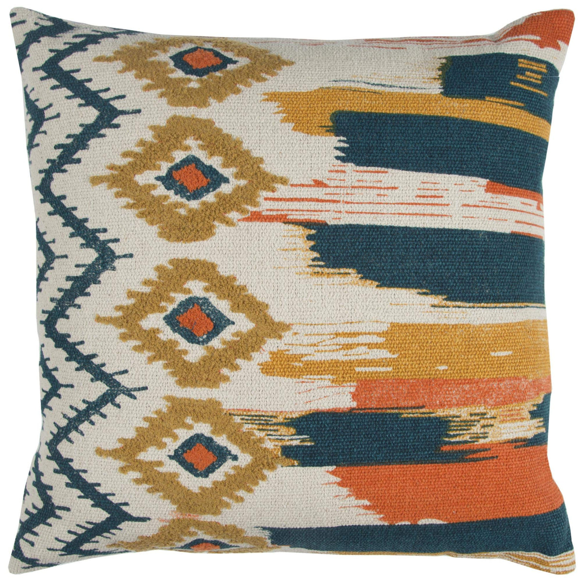 Rizzy Home | T12963 | Poly Fill Decorative Pillow | 20&quot;X20&quot; Orange/Blue/Yellow Stripe