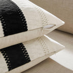 Zeemart 2 Packs Cotton Boho Throw Pillow Covers 22X22 Inch Contrast Black, Soft Farmhouse Decorative Couch Pillow Cases Black Cushion Covers For Sofa Bed Living Room Home Decor