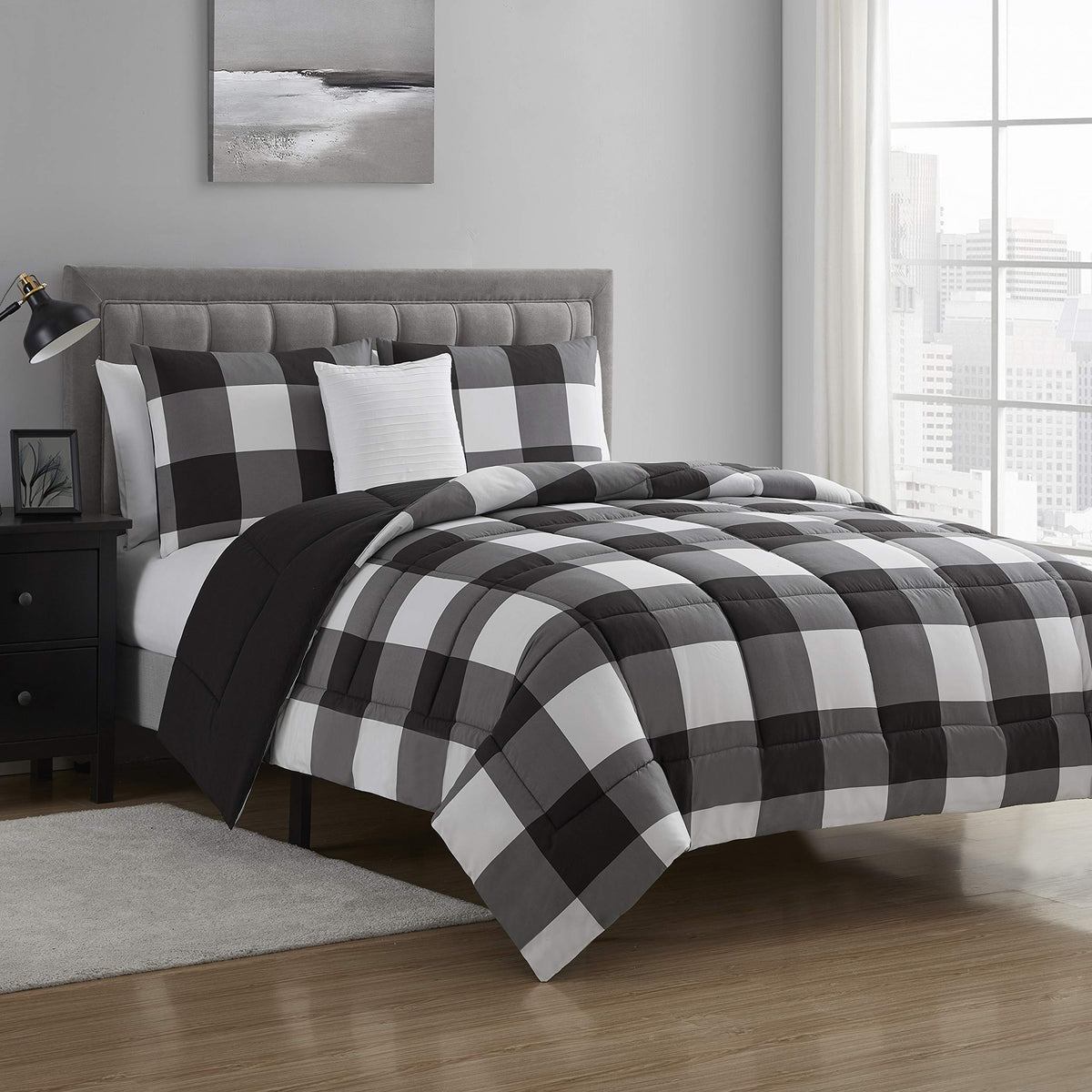 Sweet Home Collection Comforter Set 4 Piece Buffalo Check Plaid Design Soft And Luxurious All Season Warmth Down Alternative Rev