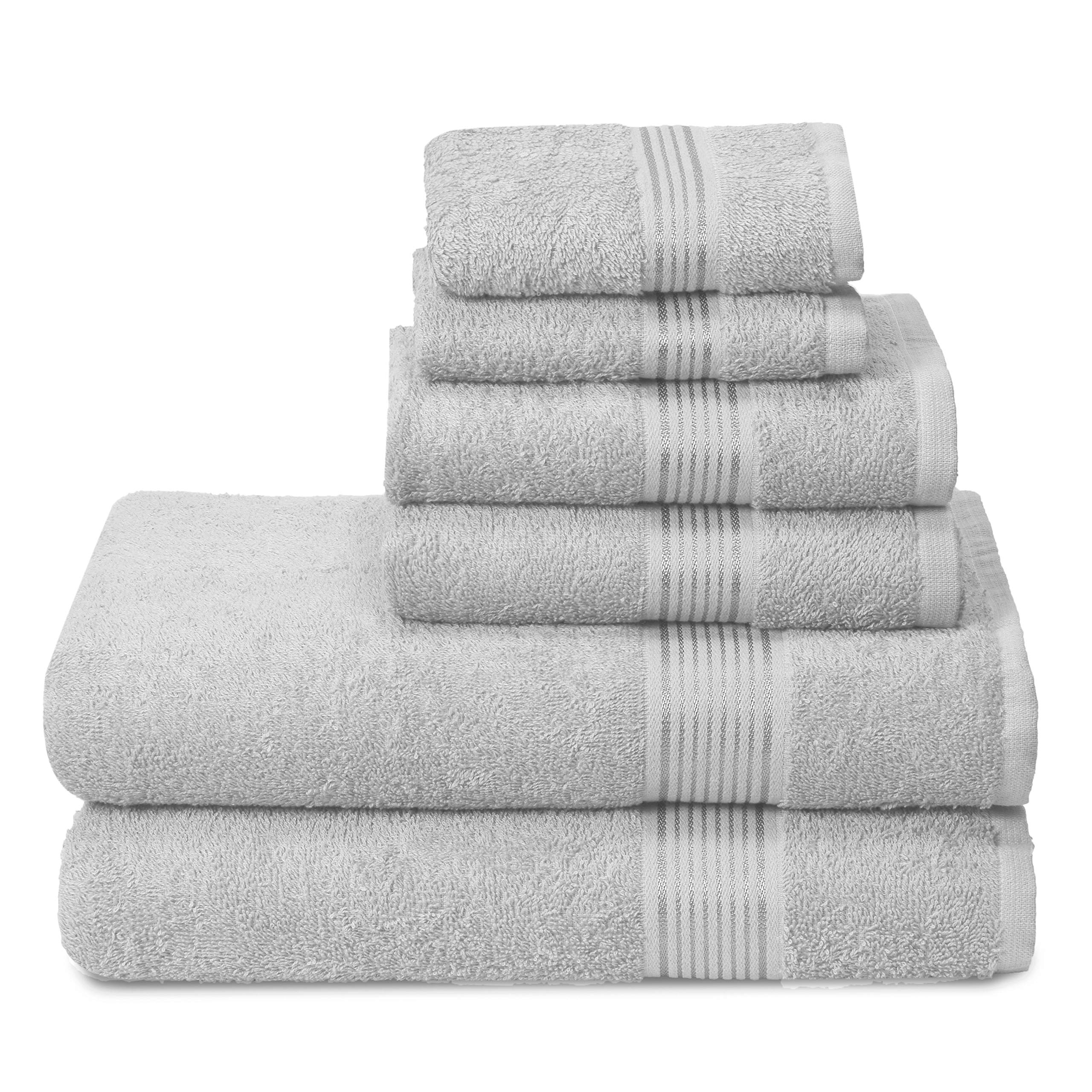 Belizzi Home Ultra Soft 6 Pack Cotton Towel Set, Contains 2 Bath Towels 28x55 inch, 2 Hand Towels 16x24 inch & 2 Wash Coths 12x1