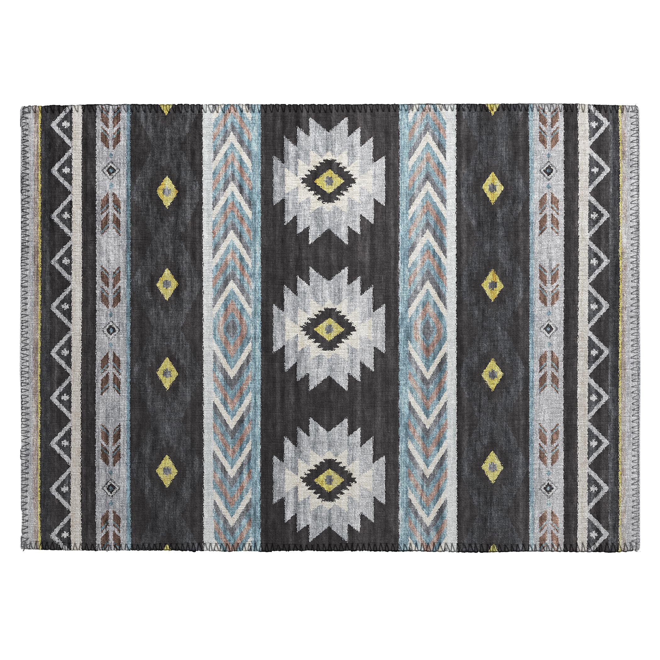 Dalyn Rugs Phoenix Ph3 Black Washable 2'6" X 3'10" Indoor Outdoor Area Rug, Easy Clean, Machine Washable, Non Shedding, Bedroom, Living Room, Dining Room, Kitchen, Patio Rug