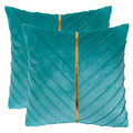 Tosleo Aqua Green Velvet Throw Pillow Covers 22X22 Inch Pack Of 2 With Gold Leather Decorative Couch Pillow Cover Luxury Modern