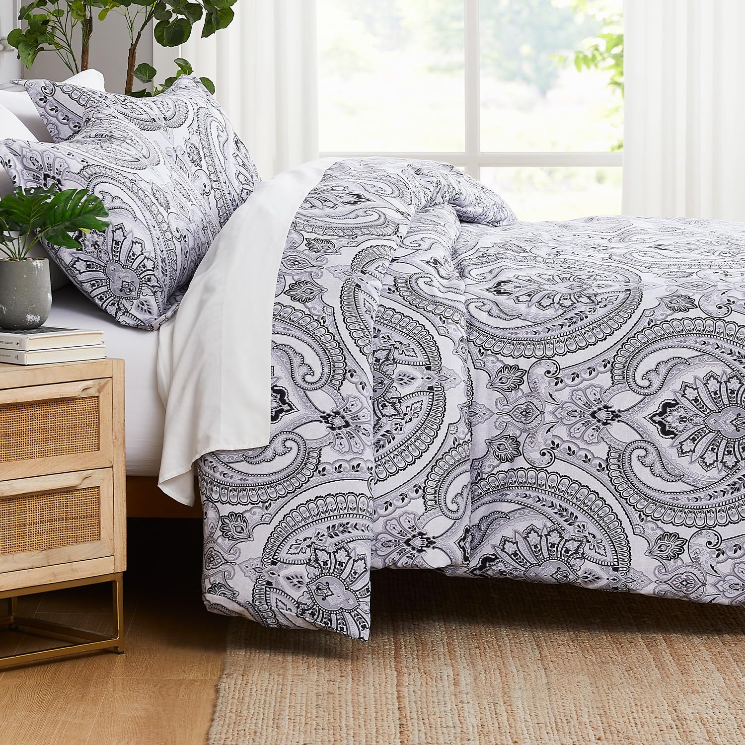 Southshore Fine Living, Inc. King Size Comforter Set, Down Alternative Bed Comforter Boho Bedding, Paisley Print Bedspread, King