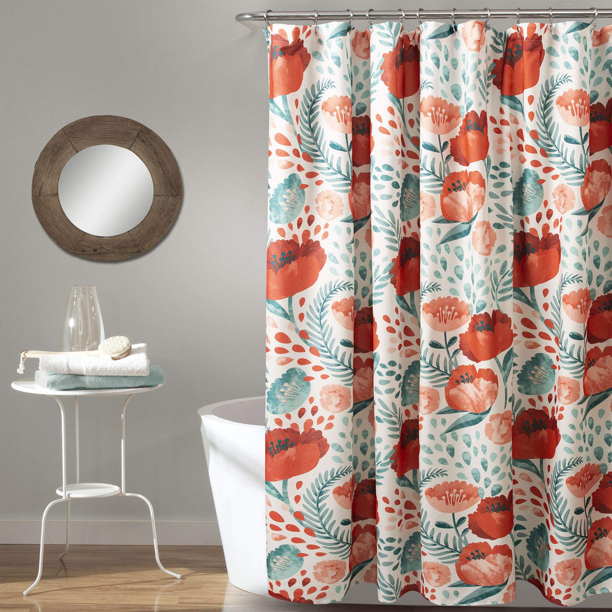 Lush Decor, Multi Poppy Garden Shower Curtain, 72' X 72', 72' X 72