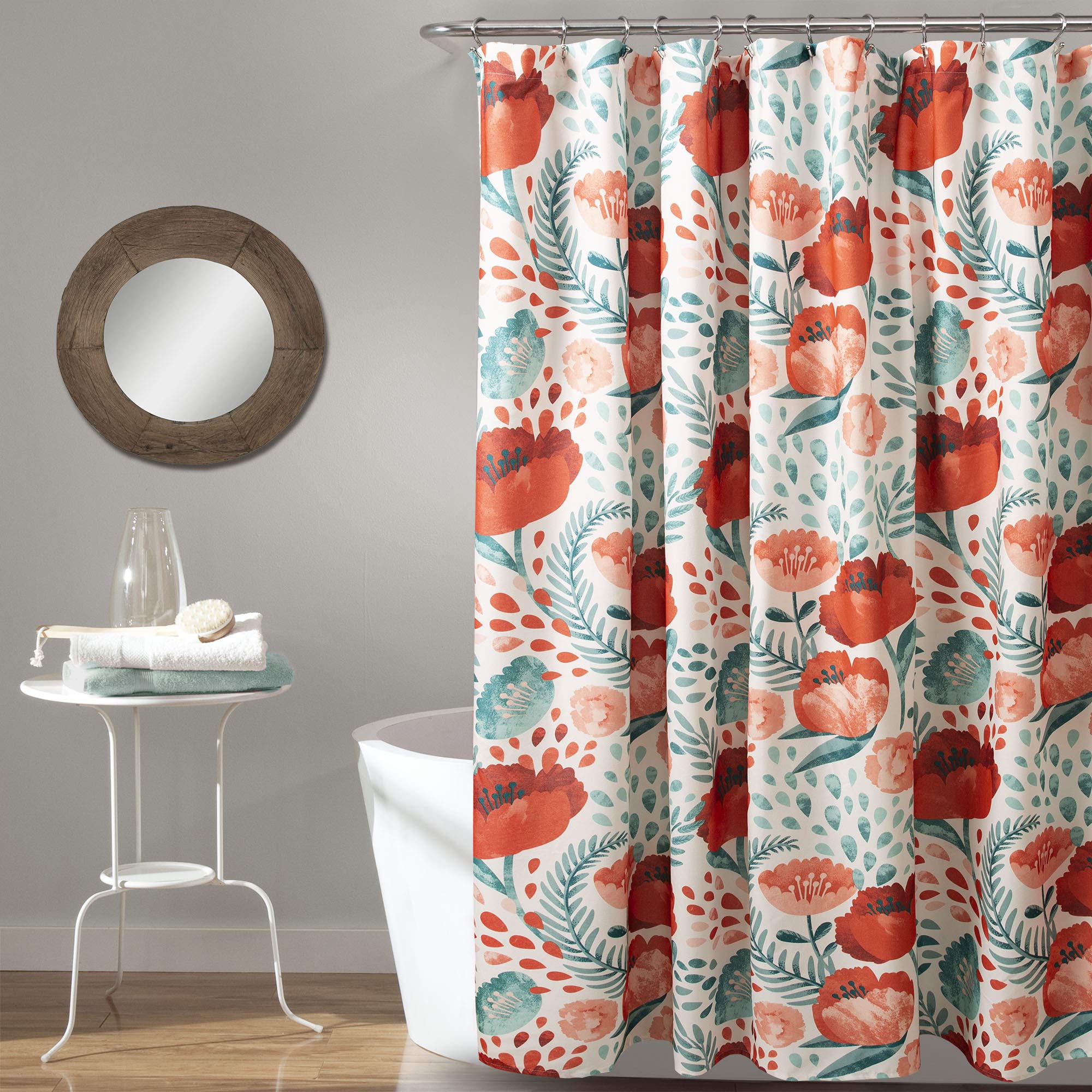 Lush Decor, Multi Poppy Garden Shower Curtain, 72' X 72', 72' X 72