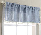 Roomtalks Boho Kitchen Valances For Windows Embroidered French Striped Farmhouse Vintage Chic Textured Tassel Curtain Valances F